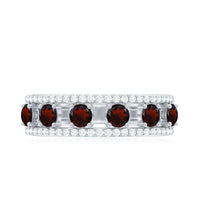 Natural Garnet Half Eternity Band with Diamond