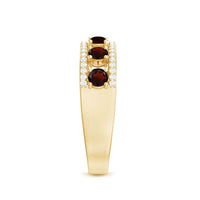 Natural Garnet Half Eternity Band with Diamond