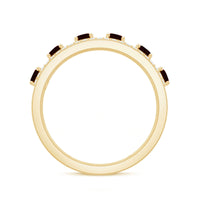 Natural Garnet Half Eternity Band with Diamond