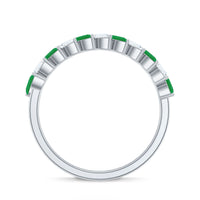 Genuine Marquise Emerald Diamond Half Eternity Ring for Wedding
