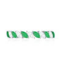 Genuine Marquise Emerald Diamond Half Eternity Ring for Wedding