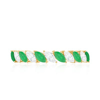 Genuine Marquise Emerald Diamond Half Eternity Ring for Wedding