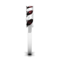 Certified Marquise Garnet Half Eternity Band with Diamond