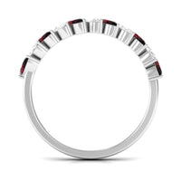 Certified Marquise Garnet Half Eternity Band with Diamond