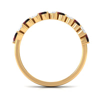 Certified Marquise Garnet Half Eternity Band with Diamond