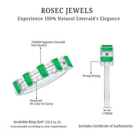 Baguette Cut Emerald and Diamond Half Eternity Band