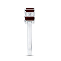 Natural Baguette Garnet Half Eternity Band with Diamond