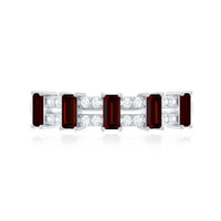 Natural Baguette Garnet Half Eternity Band with Diamond