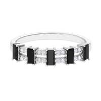 3/4 CT Black Spinel and Diamond Wide Band Ring