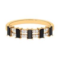 3/4 CT Black Spinel and Diamond Wide Band Ring