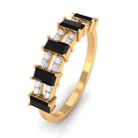 3/4 CT Black Spinel and Diamond Wide Band Ring