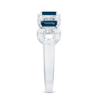 Baguette London Blue Topaz Art Deco Eternity Band with Diamond