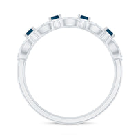 Baguette London Blue Topaz Art Deco Eternity Band with Diamond