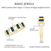 Baguette London Blue Topaz Art Deco Eternity Band with Diamond