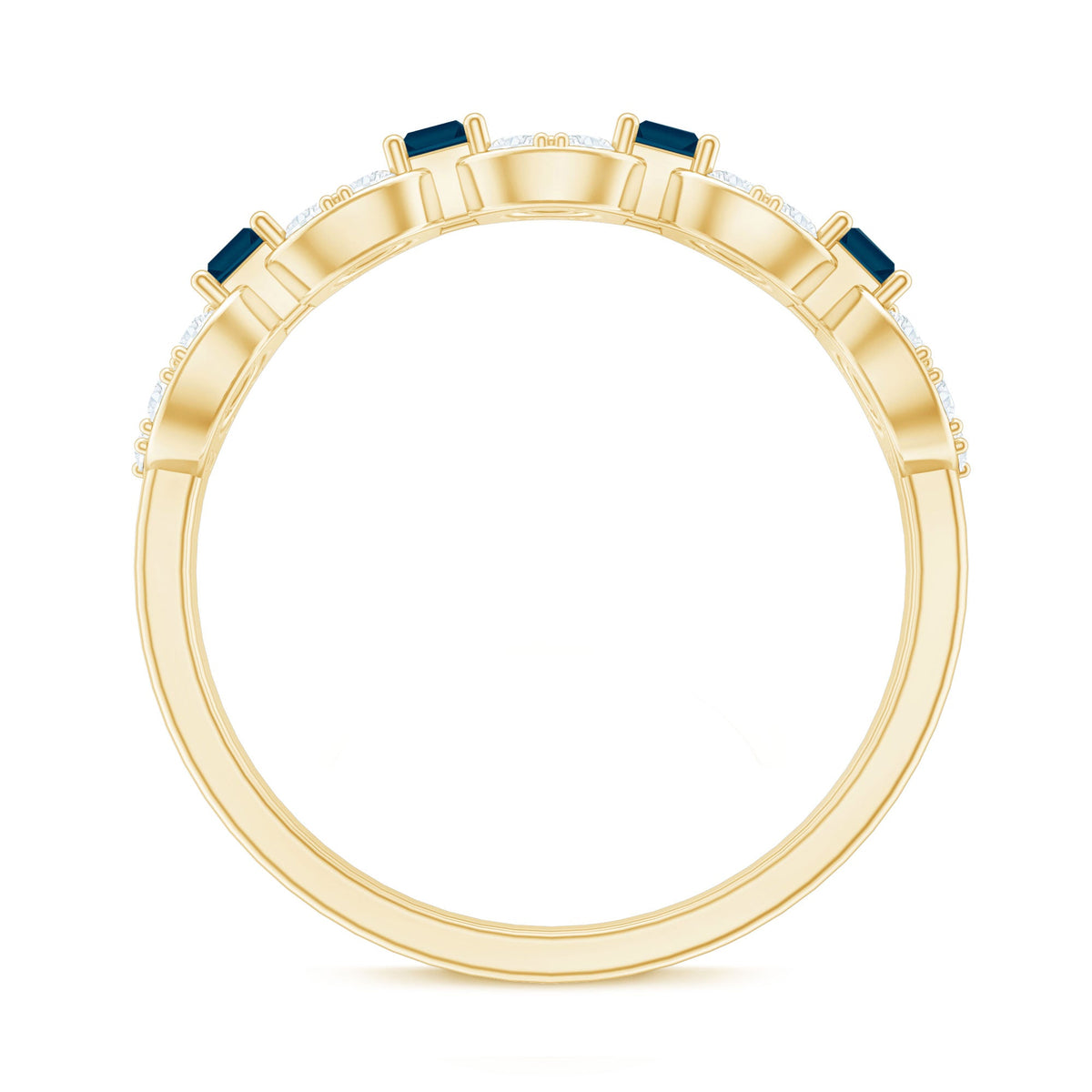 Baguette London Blue Topaz Art Deco Eternity Band with Diamond