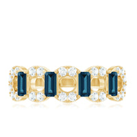 Baguette London Blue Topaz Art Deco Eternity Band with Diamond