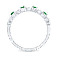 Natural Baguette Emerald Diamond Art Deco Half Eternity Ring
