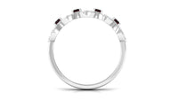Certified Real Baguette Garnet Half Eternity Band with Diamond