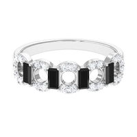1 CT Black Spinel and Diamond Half Eternity Ring
