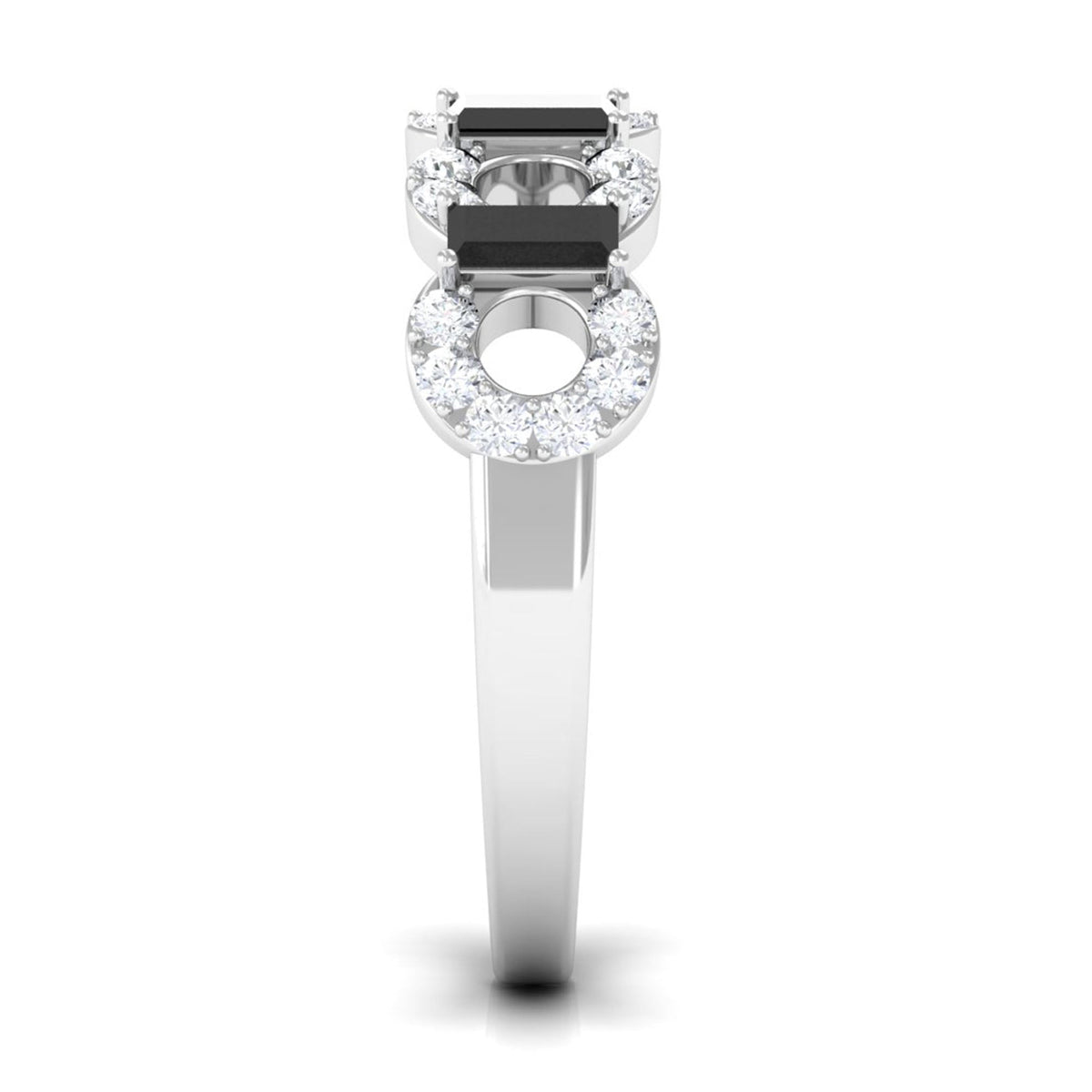 1 CT Black Spinel and Diamond Half Eternity Ring