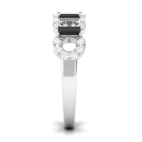 1 CT Black Spinel and Diamond Half Eternity Ring