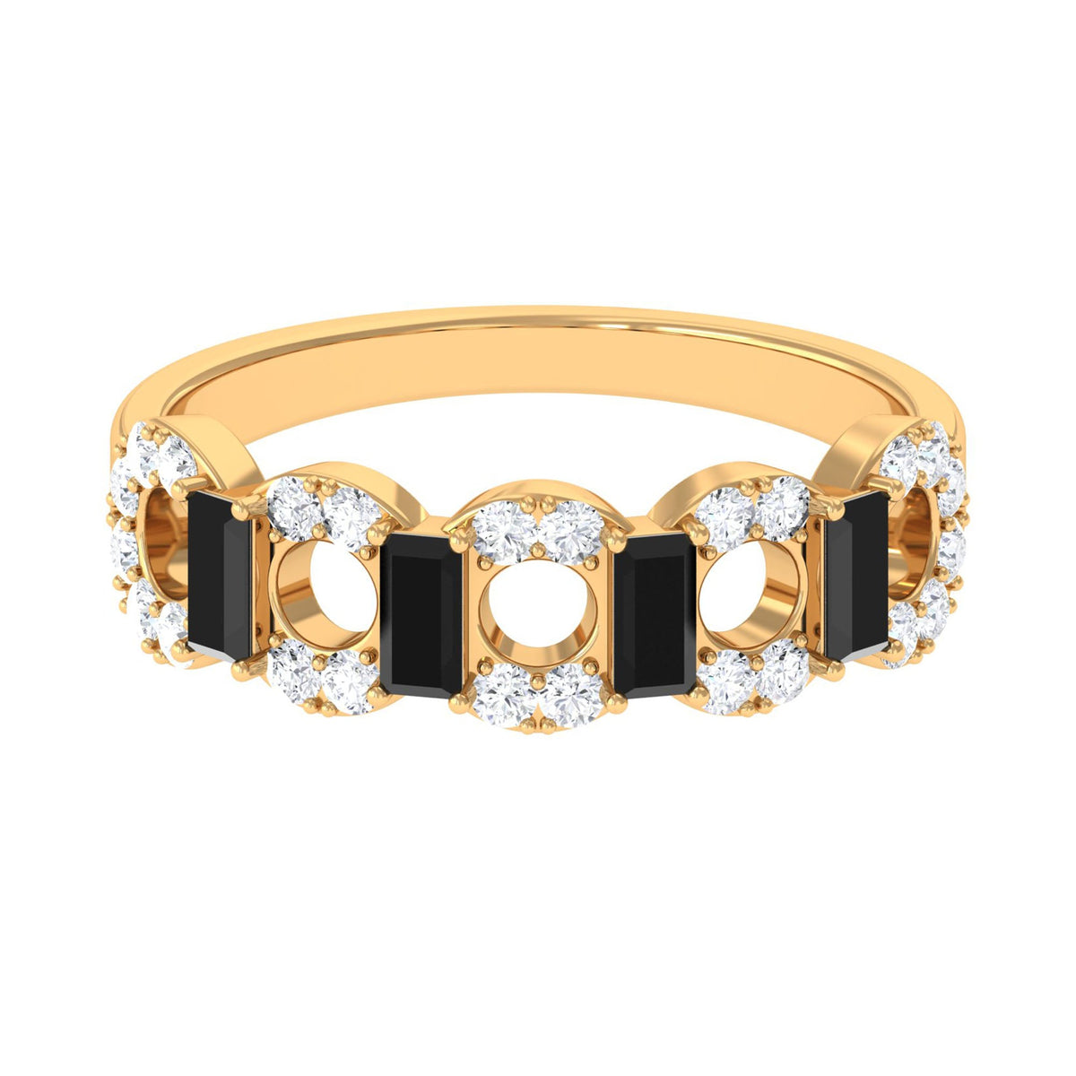 1 CT Black Spinel and Diamond Half Eternity Ring
