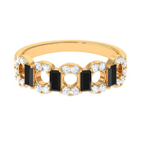 1 CT Black Spinel and Diamond Half Eternity Ring