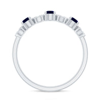 Natural Blue Sapphire Diamond Half Eternity Ring for Women