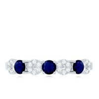 Natural Blue Sapphire Diamond Half Eternity Ring for Women