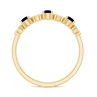 Natural Blue Sapphire Diamond Half Eternity Ring for Women