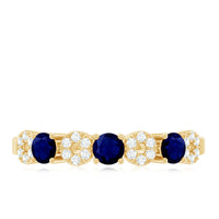 Natural Blue Sapphire Diamond Half Eternity Ring for Women