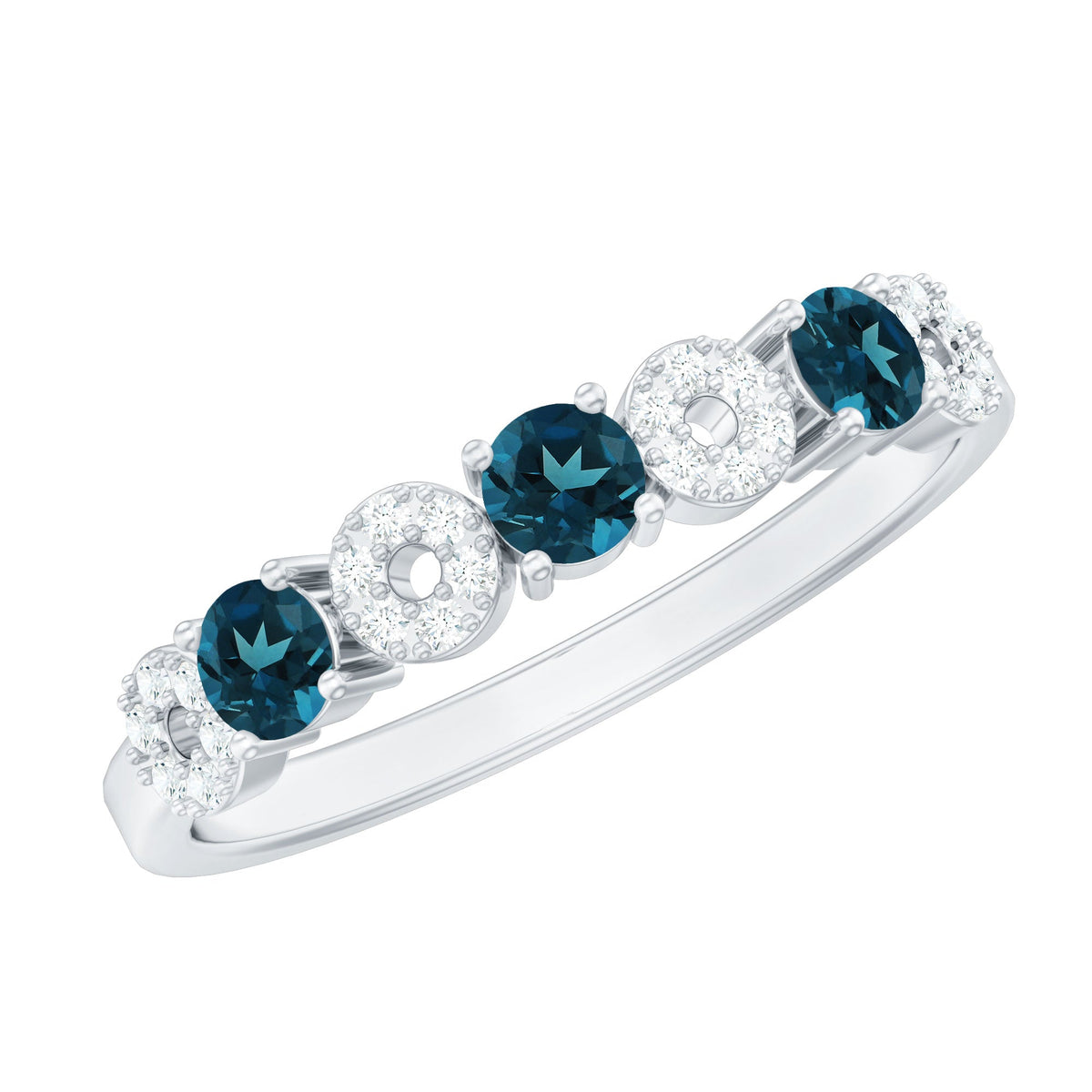 Natural London Blue Topaz Eternity Band Ring with Diamond