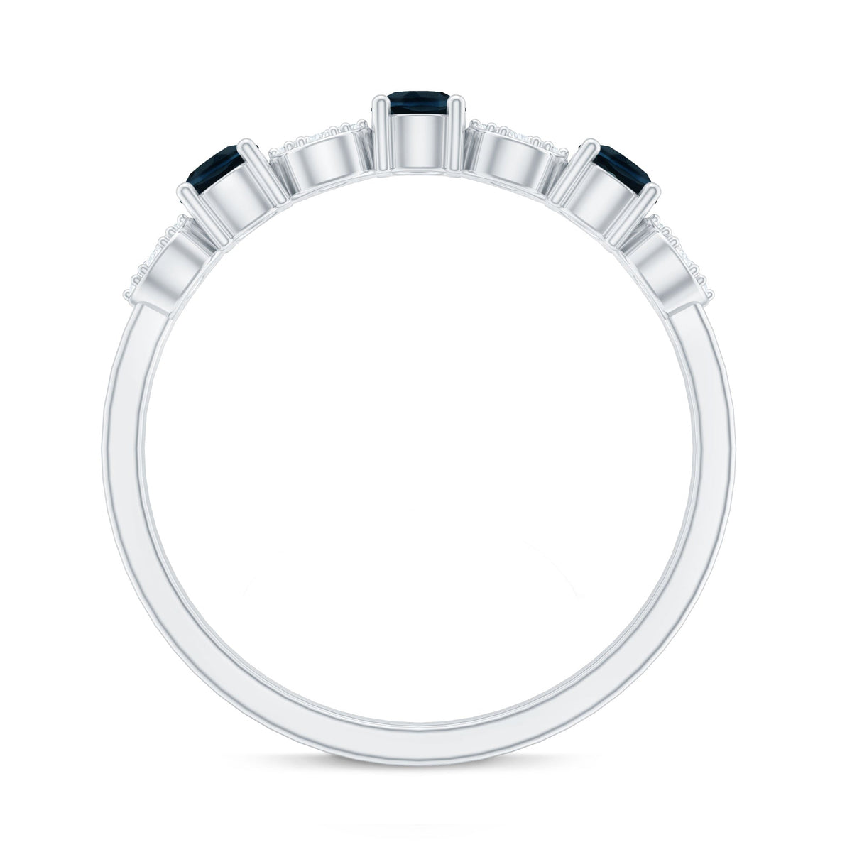 Natural London Blue Topaz Eternity Band Ring with Diamond