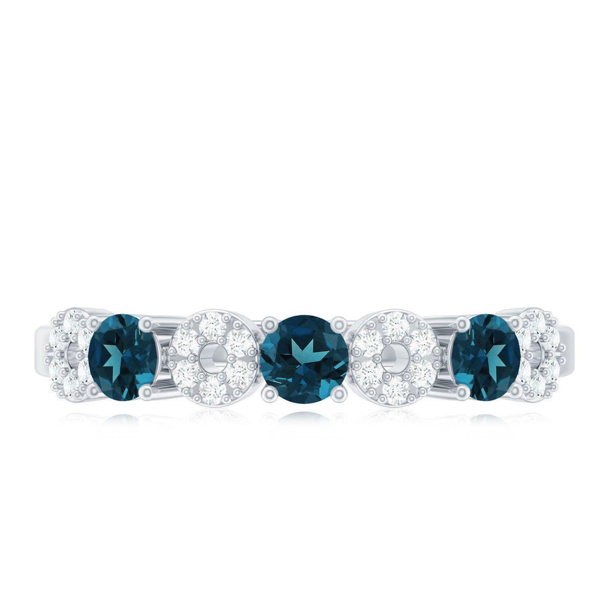 Natural London Blue Topaz Eternity Band Ring with Diamond