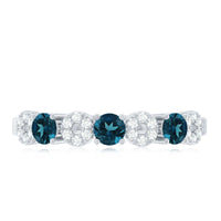 Natural London Blue Topaz Eternity Band Ring with Diamond