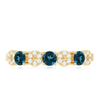 Natural London Blue Topaz Eternity Band Ring with Diamond