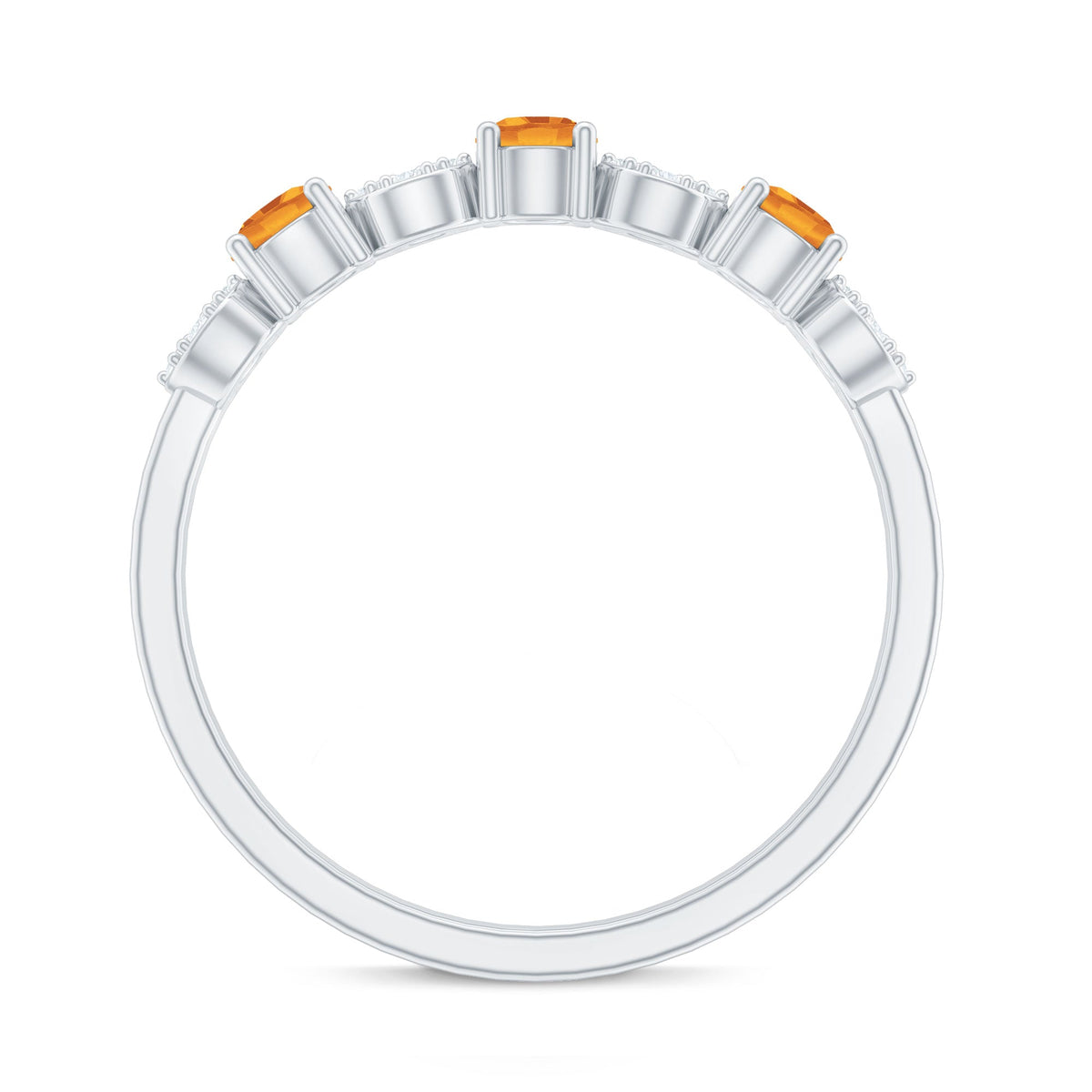 Natural Citrine Diamond Half Eternity Ring