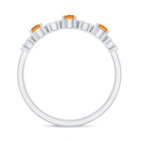 Natural Citrine Diamond Half Eternity Ring