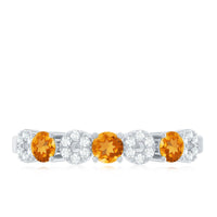Natural Citrine Diamond Half Eternity Ring
