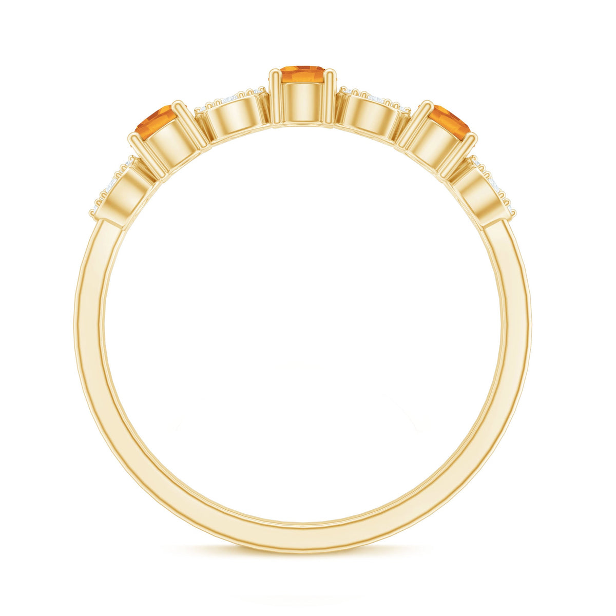 Natural Citrine Diamond Half Eternity Ring