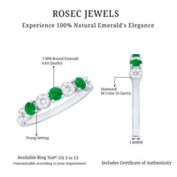 Natural Emerald Diamond Half Eternity Anniversary Ring with Certificate