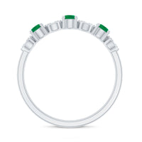 Natural Emerald Diamond Half Eternity Anniversary Ring with Certificate