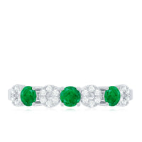 Natural Emerald Diamond Half Eternity Anniversary Ring with Certificate