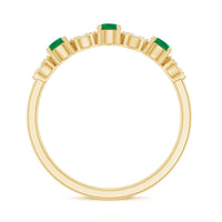 Natural Emerald Diamond Half Eternity Anniversary Ring with Certificate