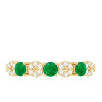Natural Emerald Diamond Half Eternity Anniversary Ring with Certificate
