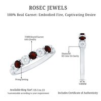 Natural Garnet Diamond Half Eternity Ring with Certificate