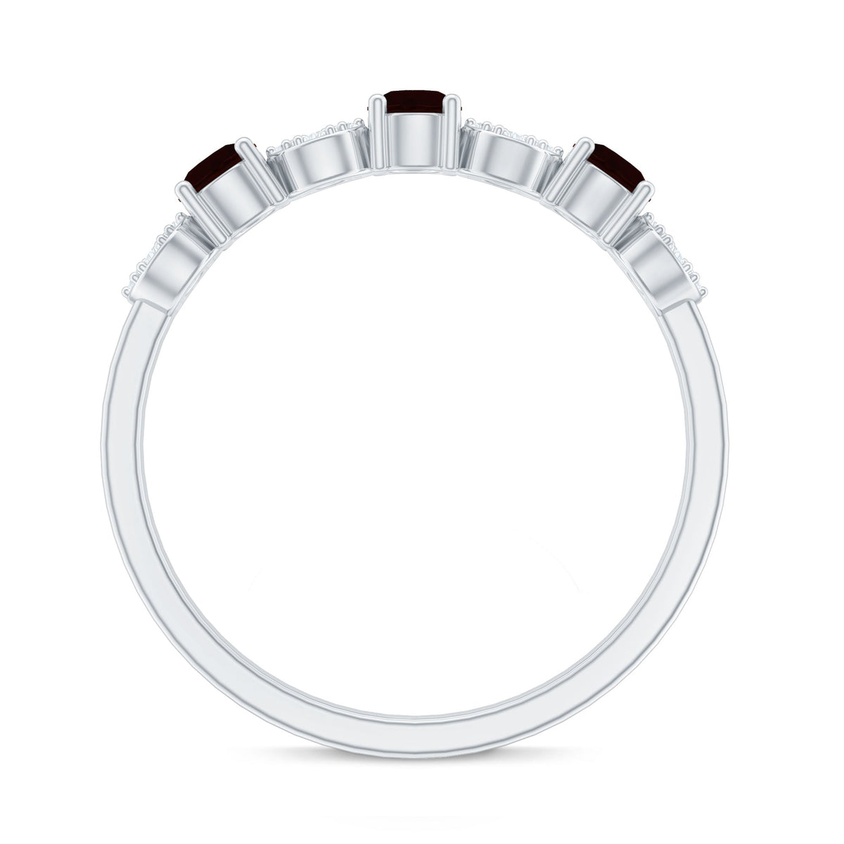 Natural Garnet Diamond Half Eternity Ring with Certificate