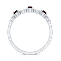 Natural Garnet Diamond Half Eternity Ring with Certificate