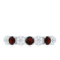 Natural Garnet Diamond Half Eternity Ring with Certificate
