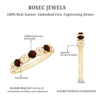 Natural Garnet Diamond Half Eternity Ring with Certificate